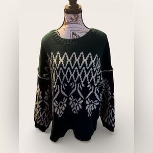 Altar’d State Green and White Patterned Sweater